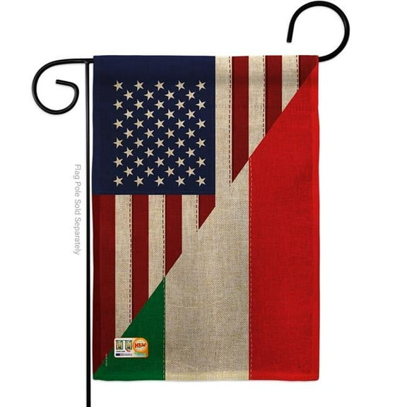 Breeze Decor BD-FS-G-108238-IP-DB-D-US14-BD 13 x 18.5 in. US Italian Friendship Burlap Flags of the World Impressions Decorative Vertical Double Sided Garden Flag