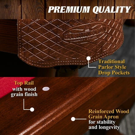 Barrington - Madison Billiard Table with Cue Rack - Red/Brown