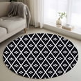 thumbnail image 2 of Minimalist Art Round Rug 3.3ft Washable Circle Entryway Rugs Non Slip Boho Abstract Floral Lattice Black Area Rug Indoor Floor Carpet for Bedroom Kitchen Living Room Home Office Dining Room Nursery, 2 of 9