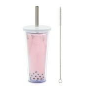 SDJMa Reusable Cup Bubble Tea Cup Smoothie Cup with Straw Boba Tea