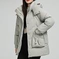 thumbnail image 3 of Fartey Plus Size Womens Hooded Puffer Coat Oversized Quilted Down Jacket Fall Winter Full Zip Warm Coats Loose Fit Solid Color Long Sleeve Thick Outerwear with Pockets, 3 of 5