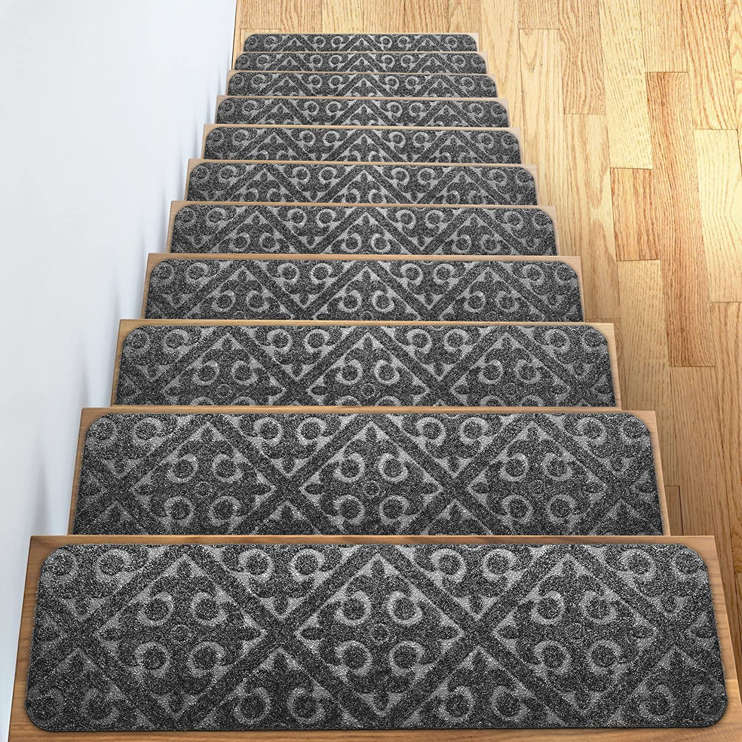 Non Slip Carpet Stair Treads Rugs for Stairs FLORAL Set of 14 8.5" x 26"