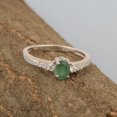 thumbnail image 4 of 925 Sterling Silver 6X4mm Oval Shape Emerald Solitaire Accents Women Wedding Ring, 4 of 7