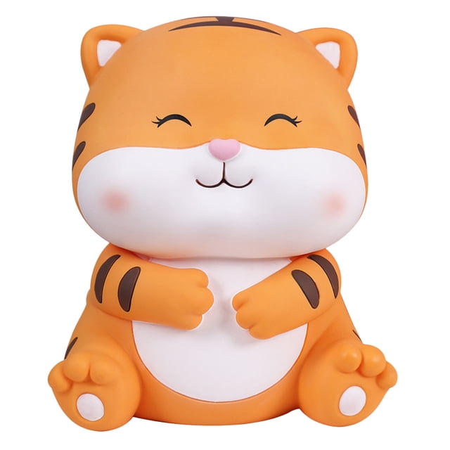 KAKOWELY 1 alcancía con forma de tigre, diseño de dibujos animados, adorable adorno para habitación infantil.