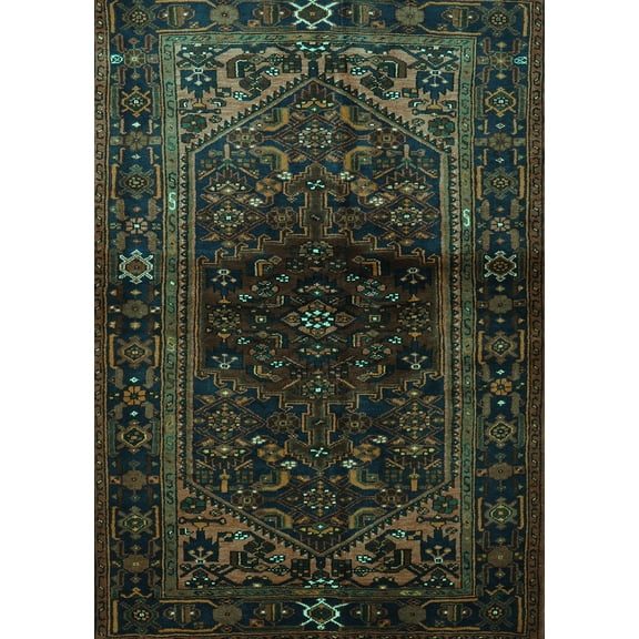 Ahgly Company Machine Washable Indoor Rectangle Persian Turquoise Blue Traditional Area Rugs, 5' x 7'