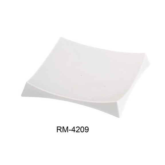Yanco RM-4209 Rome Square Sushi Plate with Foot, White - Pack of 12