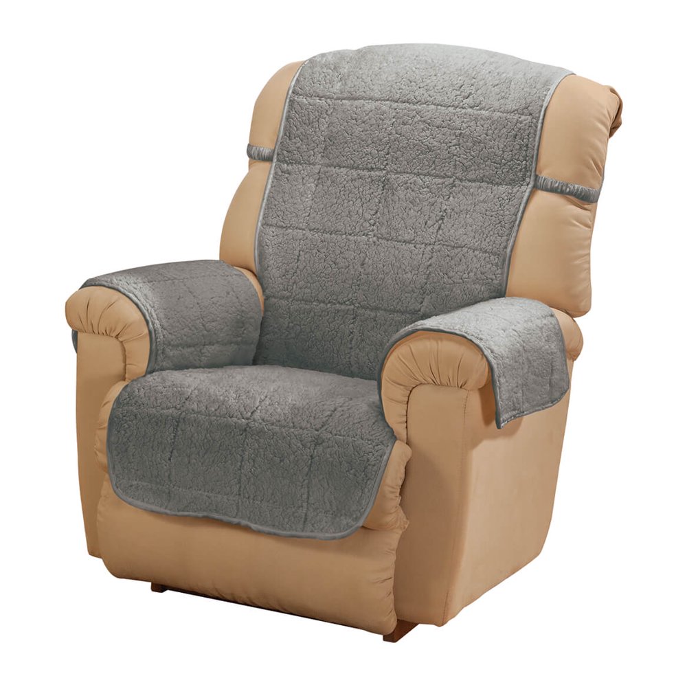Bradley Sherpa Recliner Protector Slipcover Gray