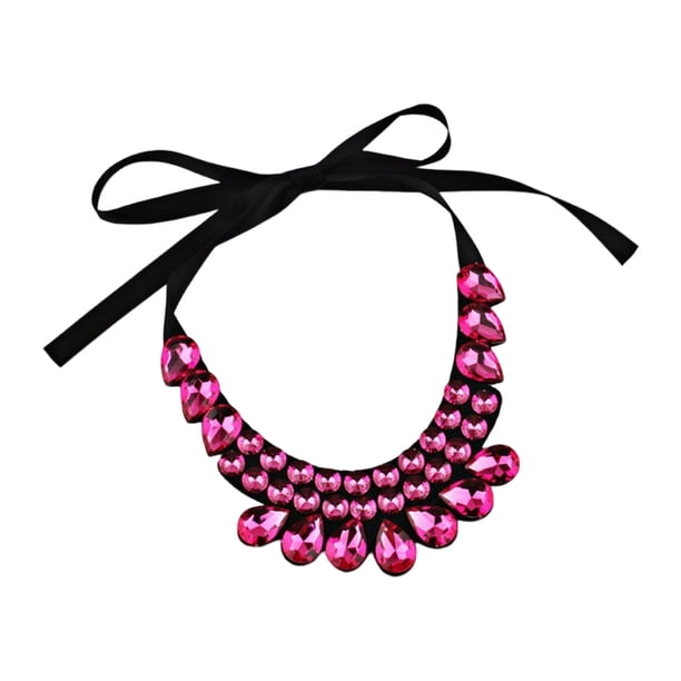 Collar de 2 uds., collar desmontable, colgante de cinta, hecho a mano, cristal grueso, bohemio, baile de graduación, babero, accesorio, piedras Ropa, zapatos y accesorios Miscelánea Rosa roja Sonducket AP014697-02