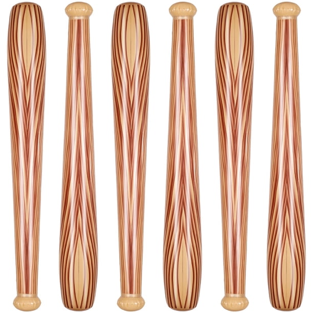 Sotiff Juego de 6 Bate de Béisbol Inflable de 75 cm con Diseño de Madera PVC