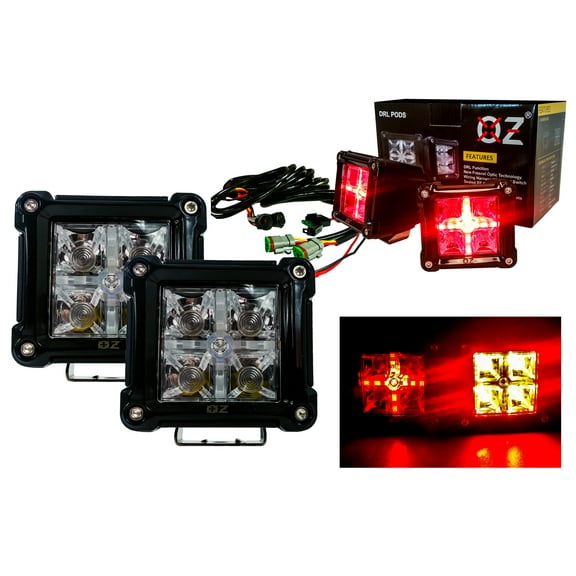 DRL POD 3" Red OZ-USA® 20w LED Spot Beam   Red DRL Rear Fog light Brake Tail Turn Signal Wiring Harness Dual Switch Off Road Motorcycle Jeep Semi Trailer ATV SUV Truck Marine Heavy Equipment 12V 24V