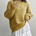 thumbnail image 4 of Olyvenn Oversized Sweater for Women Fall Winter Casual Slouchy Crewneck Long Sleeve Drop Shoulder Soft Knitted Pullover Tops Yellow Free Size, 4 of 6