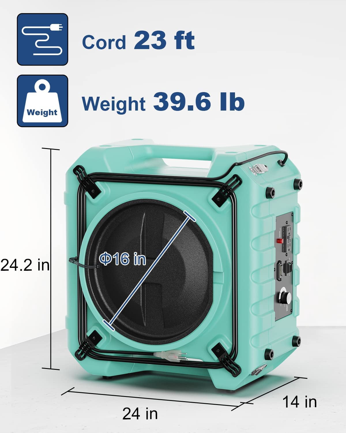 ALORAIR HEPA Pro 770 Industrial Air Scrubber, Air Purifier, 3-Stage Filtration System for Water Damage Restoration Interior Decoration, Green