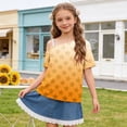 thumbnail image 2 of HAOTAGS Girls Short Sleeve T-Shirts, Cute Casual Summer Round Neck Tee Printed One-Shoulder Tops Orange Size 5T, 2 of 9