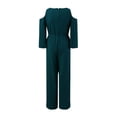 thumbnail image 5 of Ediodpoh Women's Slit Sequin Stitching V Neck Elegant Wide Leg Loose Sleeved Flared Sleeve Jumpsuit Women's Jumpsuit Green S, 5 of 5