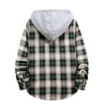 thumbnail image 5 of Patlollav Men Casual Turndown Long Sleeve Button Closure Plaid Print Hooded Shirt, 5 of 5