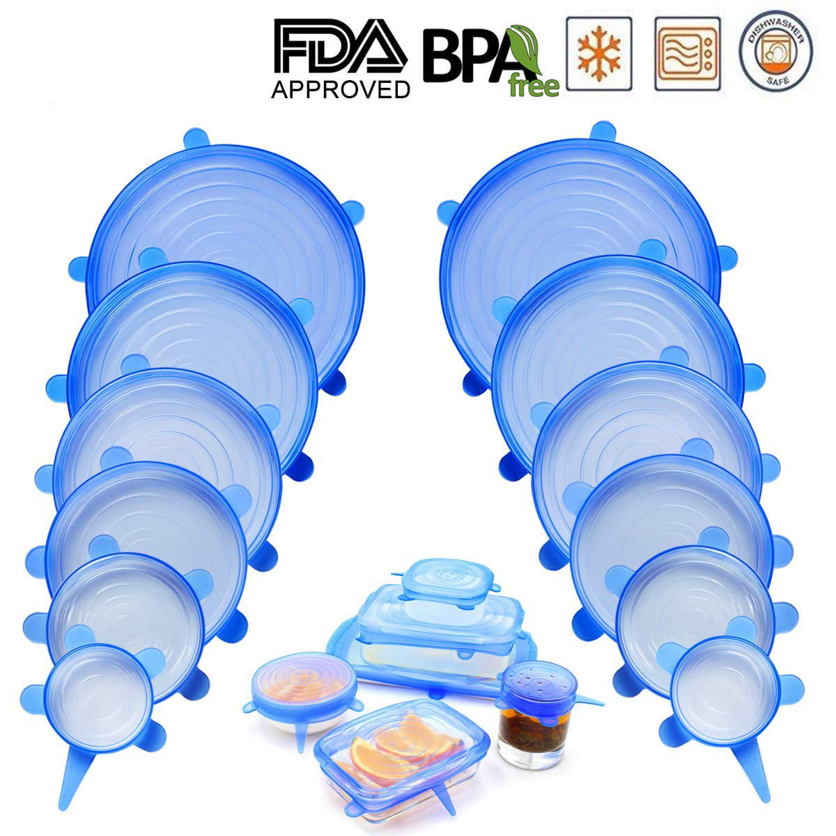 Wrap Seal Silicone Fresh Food Storage Stretch lids FDA approved material Cover F 