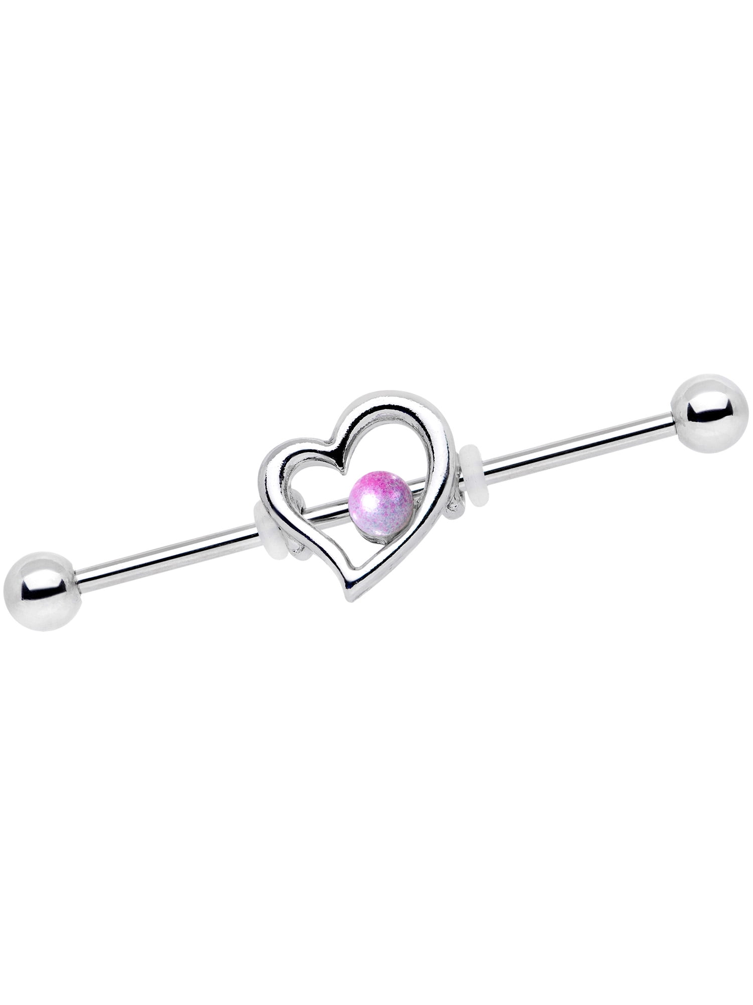 Body Candy 38mm Steel Helix Earring Cartilage Earring White Orb Heart