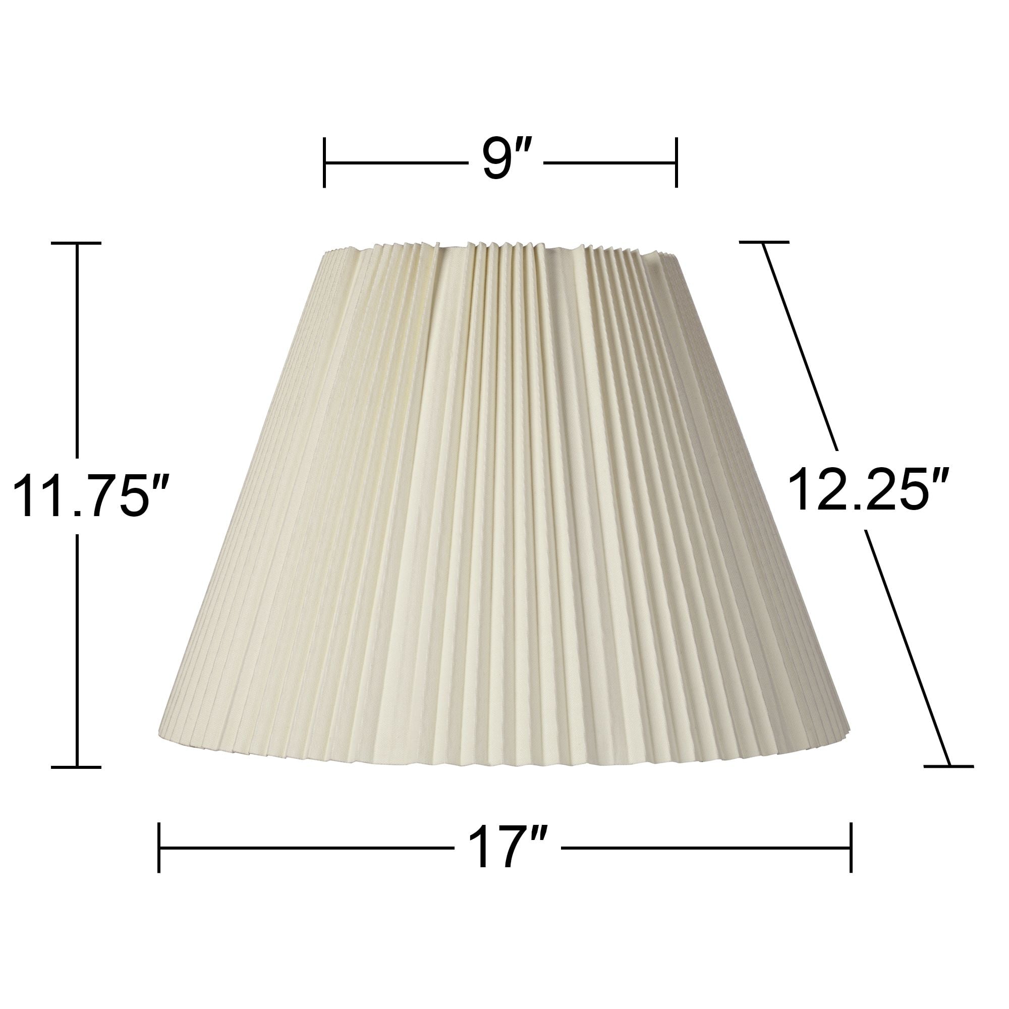 Springcrest Set of 2 Empire Lamp Shades Eggshell Large 9" Top x 17" Bottom x 12.25" High Spider Replacement Harp and Finial Fitting