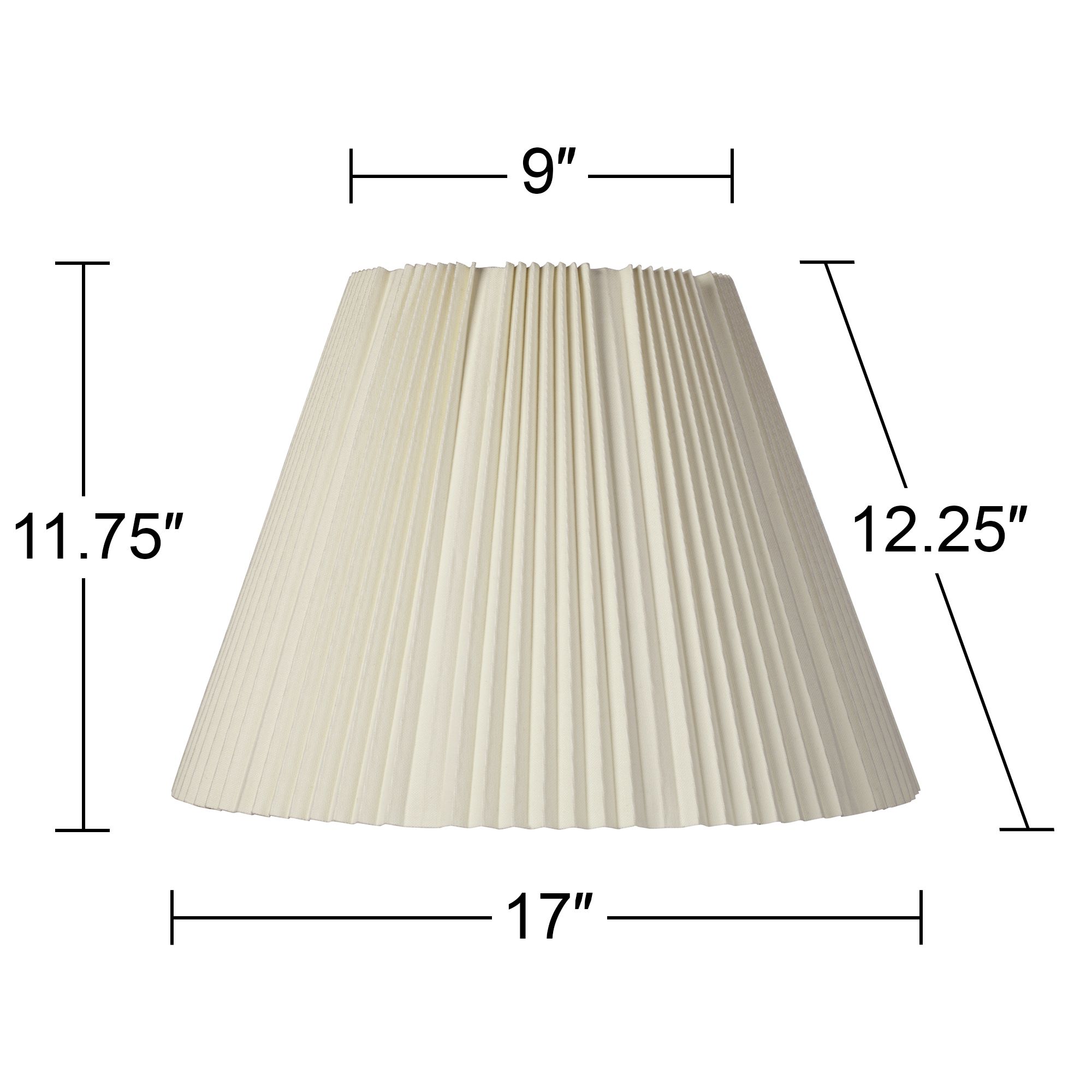 Springcrest Eggshell Pleated Large Empire Lamp Shade 9" Top x 17" Bottom x 11.75" High x 12.25" Slant (Spider) Replacement with Harp and Finial - image 4 of 6