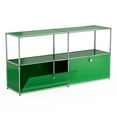 thumbnail image 6 of Cottinch 2-Tier Accent Cabinet,Metal Storage Cabinets with 2 Doors,Open Shelf,Freestanding Organizer for Living Room,Green, 6 of 8