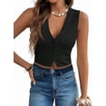 thumbnail image 2 of Women'S Sleeveless Knit Sweater Vest Top Dressy Trendy Business Casual Button Up Work Blazer Vests Waistcoat Black S, 2 of 9