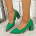 thumbnail image 6 of Heels for Women Closed Pointed Toe Chunky Pumps Shoes Women Block High Heels Slip On Dress Office Wedding Shoes Casual Solid Color Shoes, 6 of 9