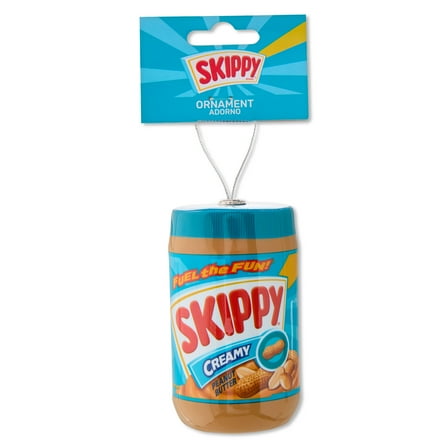 Skippy Creamy Peanut Butter Hanging Christmas Ornament, 4 inches Tall, Blue, Plastic