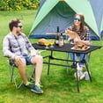 thumbnail image 2 of Topbuy Folding Camping Table Collapsible Aluminum Roll Up Beach Table with Carrying Bag 4-Level Adjustable Height Dark, 2 of 7