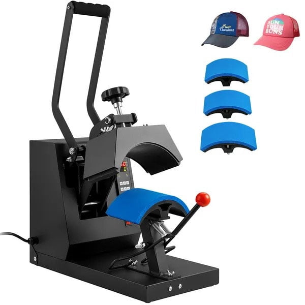 Hat Heat Press, 4 in 1 Cap Heat Press Machine, 6x3inches Clamshell Sublimation Transfer, LCD Digital Timer Temperature Control with 4pcs Curved Heating Elements