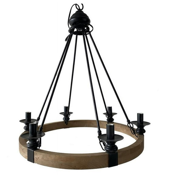 Evolution by Crestivew Collection Preston Wood and Metal Chandelier in Black