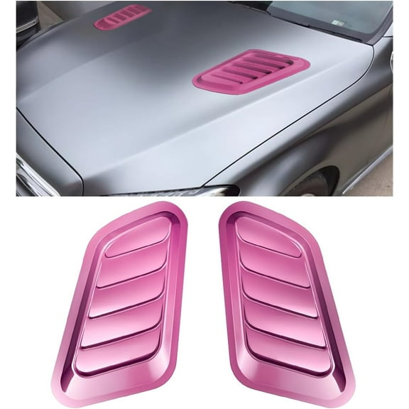 Car Hood Vents, 2PCS Universal Hood Air Vents for Car Hood Scoop, Bonnet Vent Hood Air Intake Trim Cover (Pink)