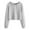 Grey, variant on Women Long Sleeve Drawstring Crop Sweatshirt Crop Top Hoodie Pullover Top Blouse