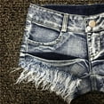 thumbnail image 6 of Denim Jeans Shorts Ripped for Women Trendy Summer 2025 Cowboy Woolen Fringe Tight Fitting Slim Pants Nightclub Pole Dance Ultra Low Waist Sexy Pants Casual Shorts S-L, 6 of 8