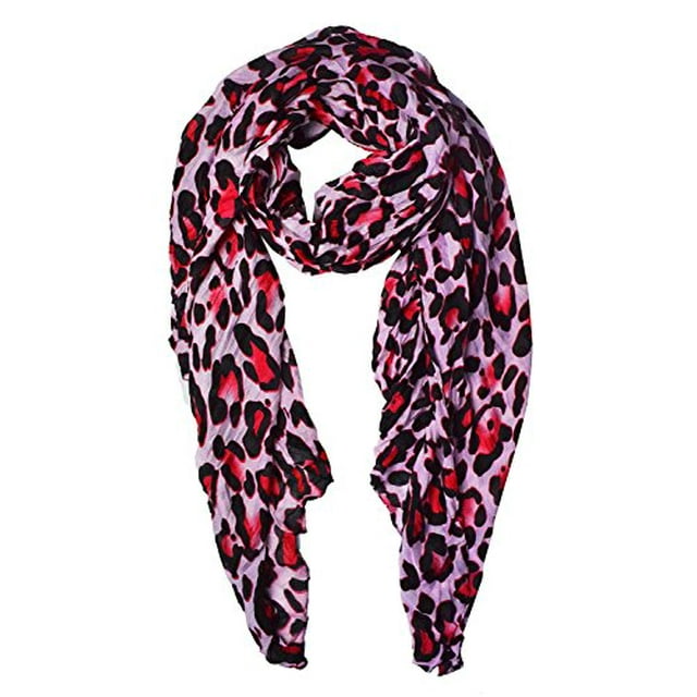 Peach Couture Foulards Léopard Froissés Légers pour l'Été