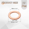 thumbnail image 2 of 75 Pack M8 Flat Washer Copper Washer Sealing Rings, 8mm ID 12mm OD 1mm Thick, 2 of 6