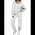 thumbnail image 1 of Conjuntos de Dos Piezas para Mujer: Jersey de Larga con Media Cremallera y Pantalón Deportivo Holgado con Bolsillos. Gris M, 1 of 8