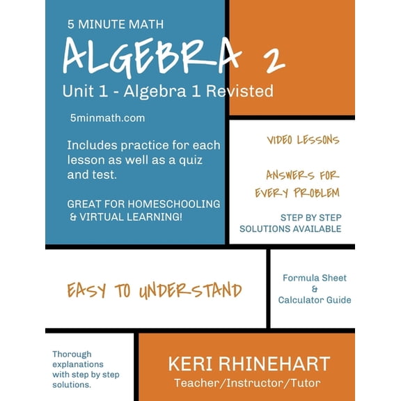 Algebra 2: Unit 1 - Algebra 1 Revisited: 5 Minute Math, (Paperback)