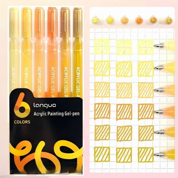 6pcs Set Handwriting fluorescent Pens(Warm yellow) with a1.0mm stainless steel precision tip, large ink capacity, andsmooth writing performance. ldeal for drawing, coloringwriting, and taking notes.