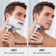 thumbnail image 6 of Manscape Electric Foil Shaver for Men, 3D Floating Precision Blades Close Shave, IPX7 Waterproof Cordless Razor & Beard Trimmer, Wet/Dry, USB-C Charging with LED Display, Gift for Men Husband Father, 6 of 11