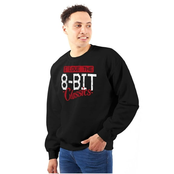 I Love 8 Bit Classics Arcade Gamer Unisex Plus Fleece Graphic Sweatshirt Brisco Brands 2X