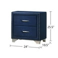 thumbnail image 4 of Simple Relax 2 Drawers Velvet Nightstand with Metal Handles Grey, Chrome, 4 of 5