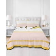 thumbnail image 2 of Quilts Queen Size Bedding Set, Modern Pink Gold Lightweight Quilted Comforter, Minimalist Geometric Yellow Striped Soft Reversible Bedspread Coverlet with Pillow Covers for All Season, 90" x 96", 2 of 7