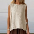 thumbnail image 7 of Babysbule Women's Sleeveless Linen-Look Round Neck Tank Top, Loose Fit Casual Blouse, 100% Polyester Summer Shirt for Daily and Vacation Wear, 7 of 7