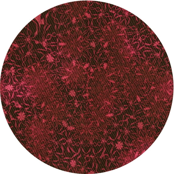 Ahgly Company Machine Washable Indoor Round Transitional Saffron Red Area Rugs, 4' Round