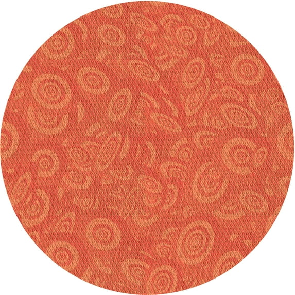 Ahgly Company Machine Washable Indoor Round Transitional Neon Orange Area Rugs, 7' Round
