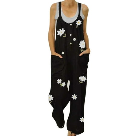 

Jumpsuits Bodysuit For Women Long Print Pocket Floral Casual Playsuit Straps O-Neck Rompers Jumpsuit Jumpsuits For Women Plus Size Lingerie For Women Underwear Pajamas For Women