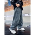 thumbnail image 4 of Boy's Casual Straight Leg Baggy Jeans Elastic Waist Loose Denim Cargo Pants with Pockets for 4-14 Years, 4 of 6