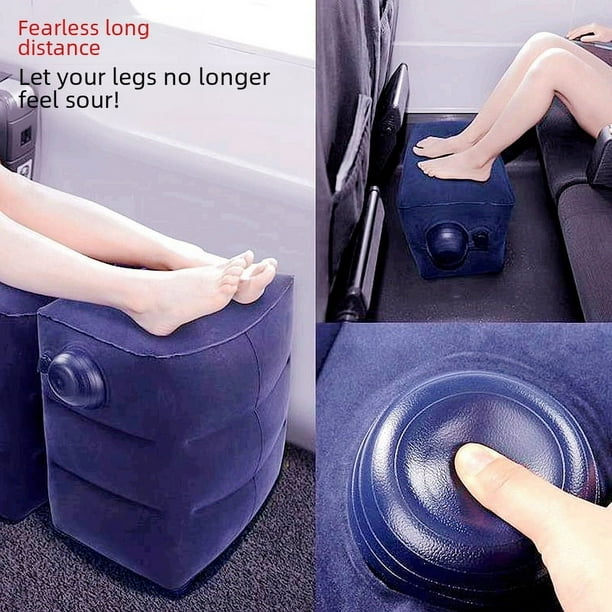 Reposapiés inflable de dos capas y tres capas para el asiento trasero del automóvil, taburete inflable para viajes, aviones, trenes de alta velocidad, pedal de descanso