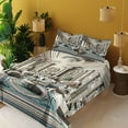thumbnail image 2 of Ambesonne Classic Fitted & Top Sheet Set with Shams, Ritzy Room Posh Scene Print, Coconut and Sea Blue, 2 of 5
