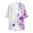 thumbnail image 4 of CYMMPU Tunic Tops 3/4 Sleeve Floral Printed Fall Fashion Chiffon Shirts Front Open Cardigan Loose Fit Spring Tops Blouses for Women Dressy Casual Kimono Cover Up for Beach Kimono Multicolor S, 4 of 5